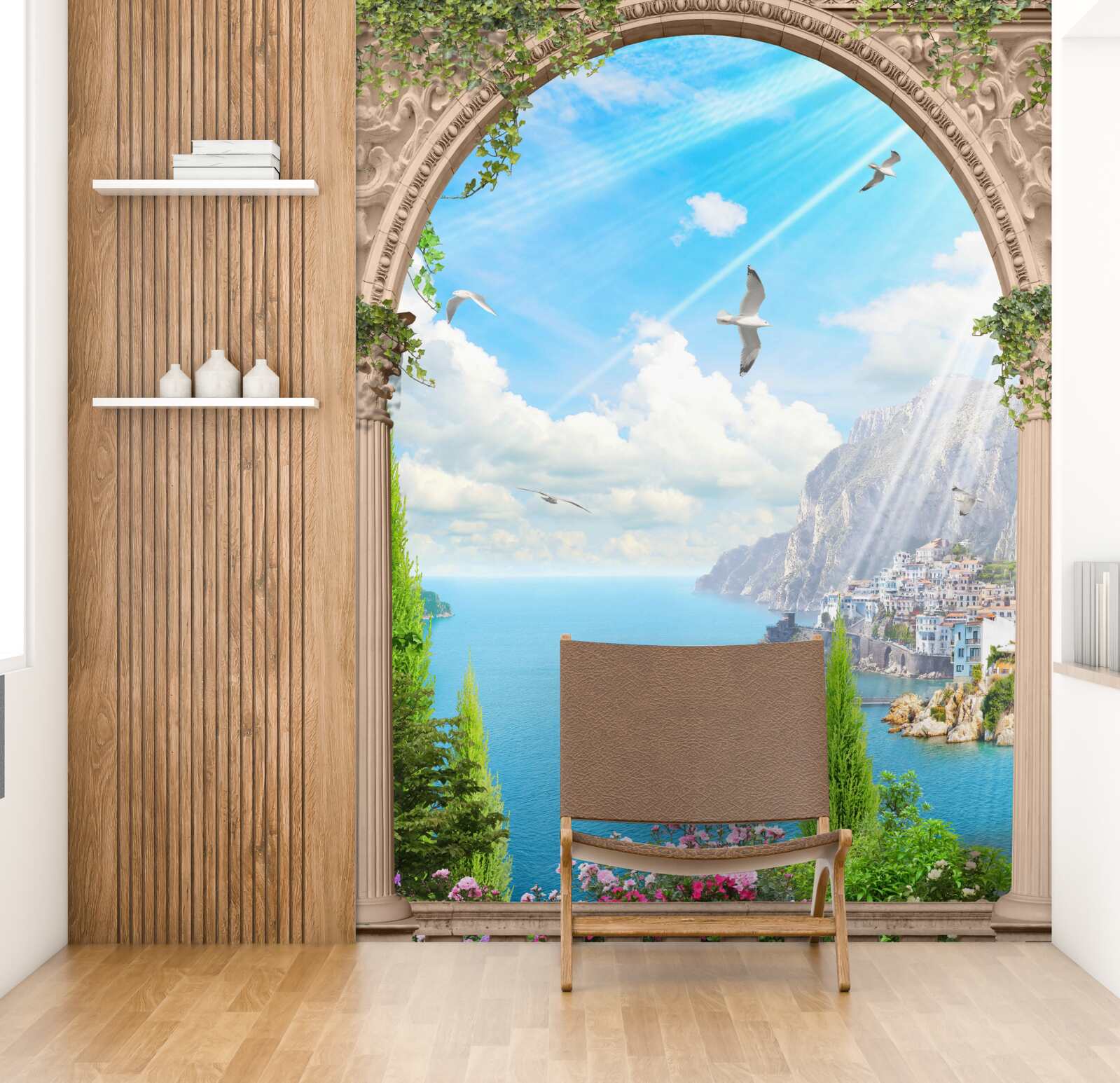 Fotobehang zeegezicht vanuit het raam
