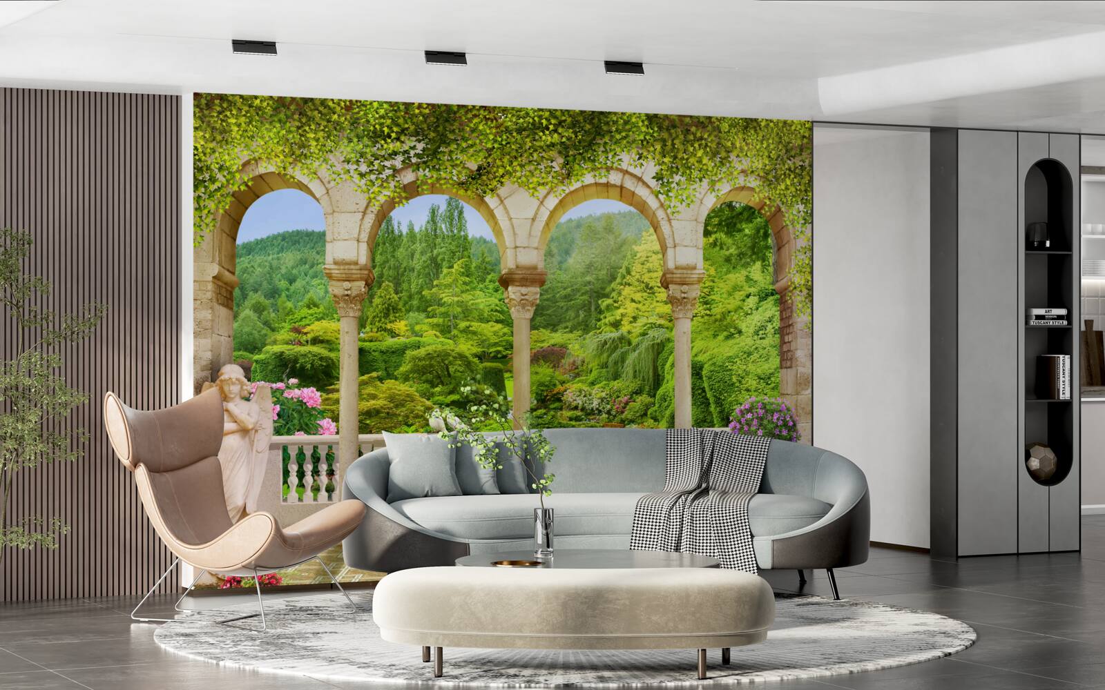 Fotobehang balkon met boogkolommen