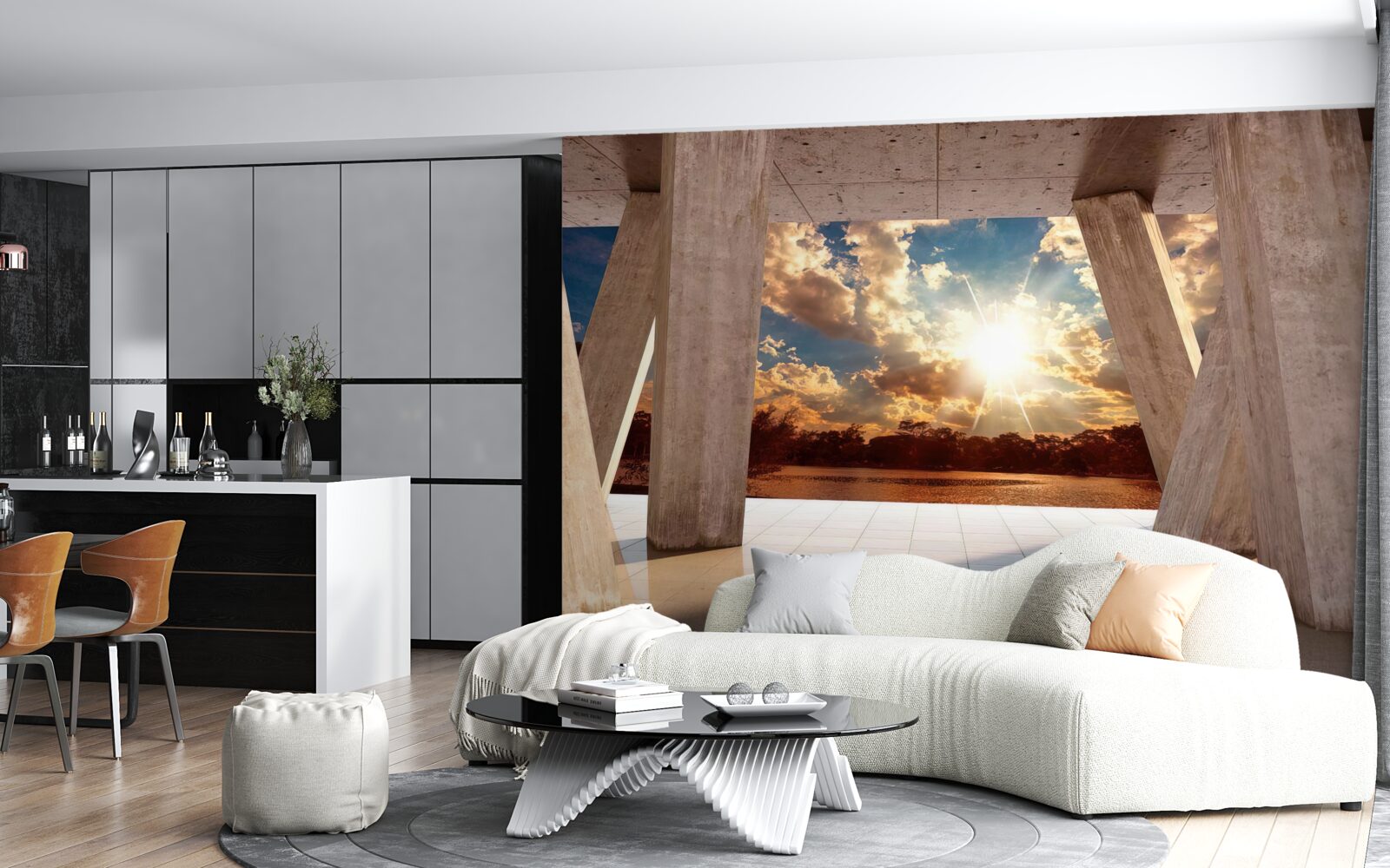 Fotobehang grote bouwelementen