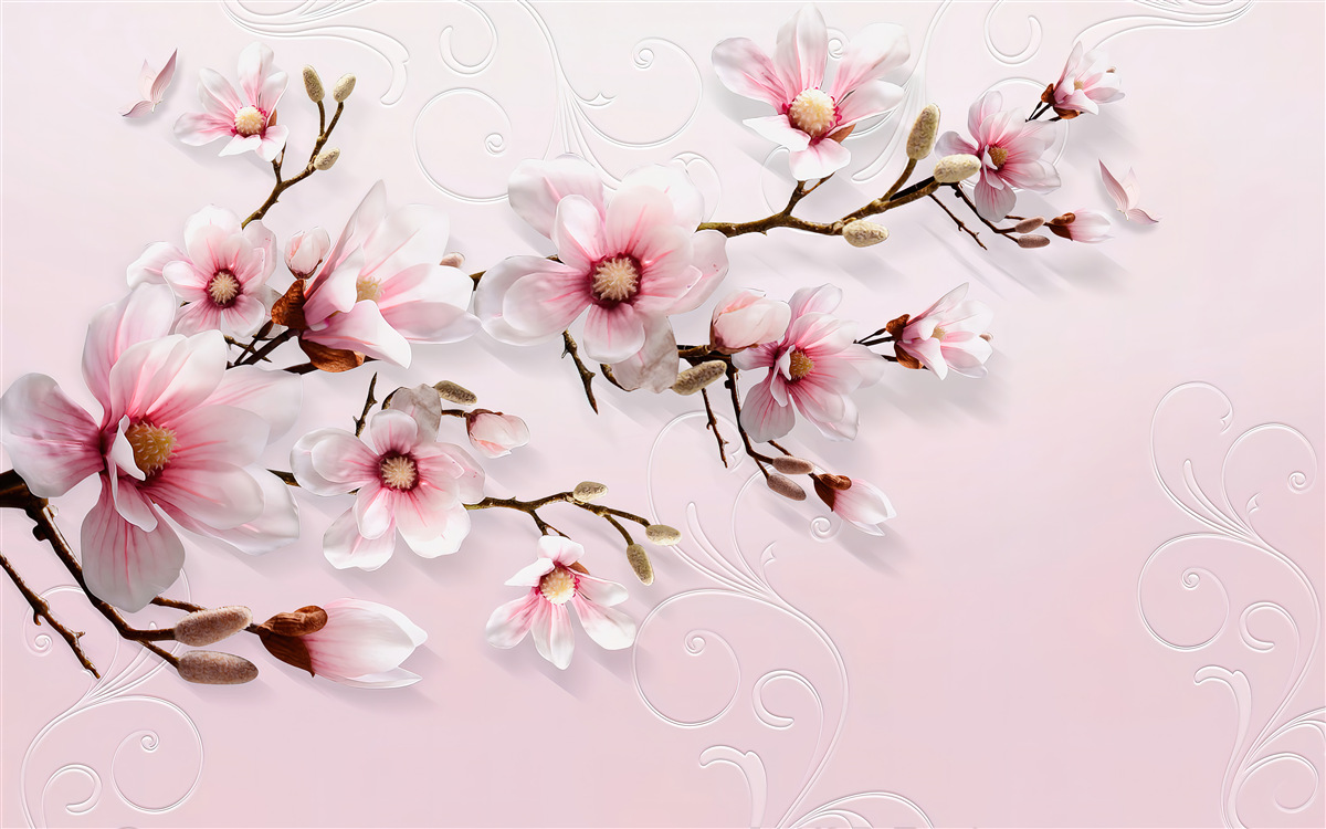 Fotobehang achtergrondschildering met bloemmotief