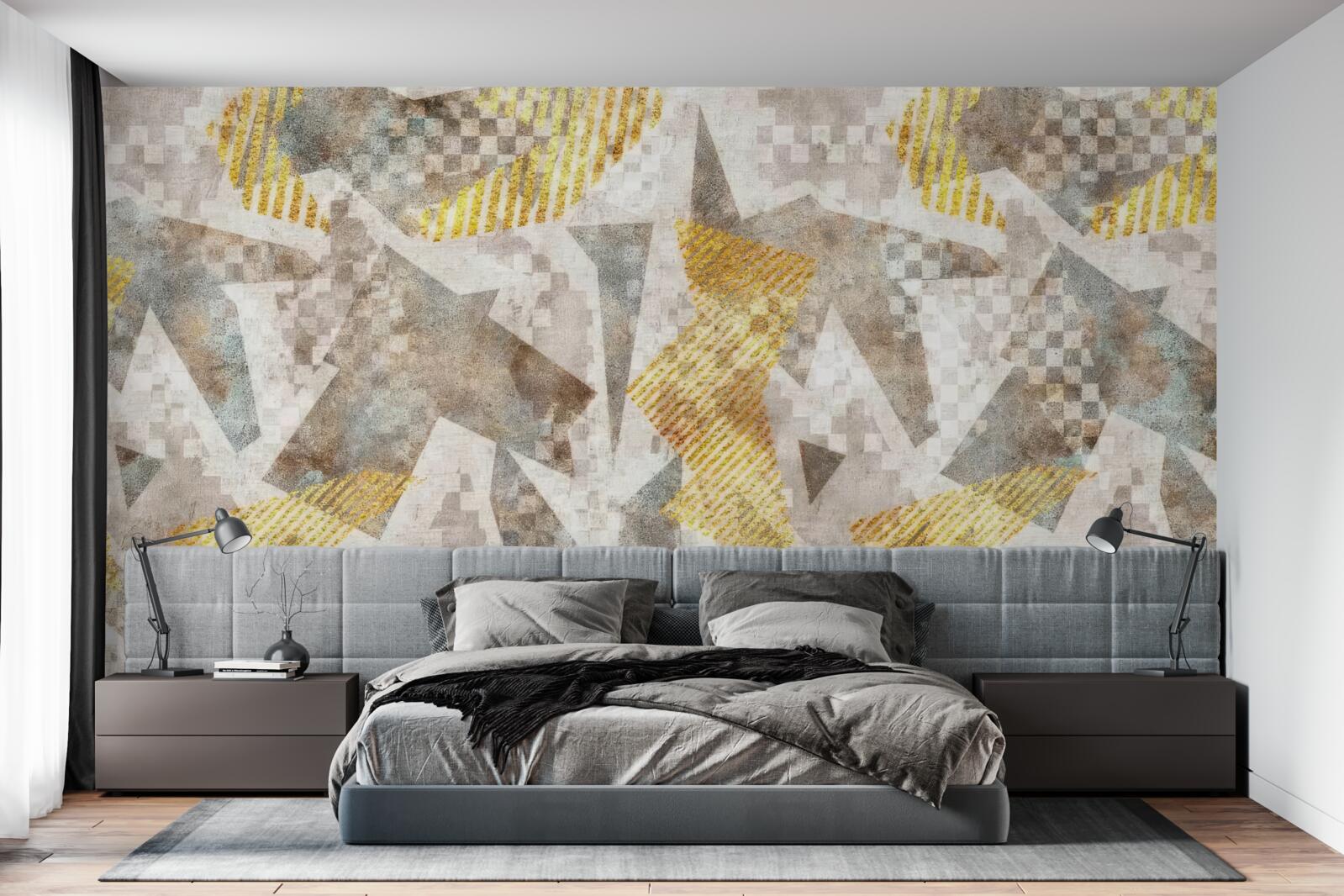 Fotobehang figuren in abstracte vormen en kleuren