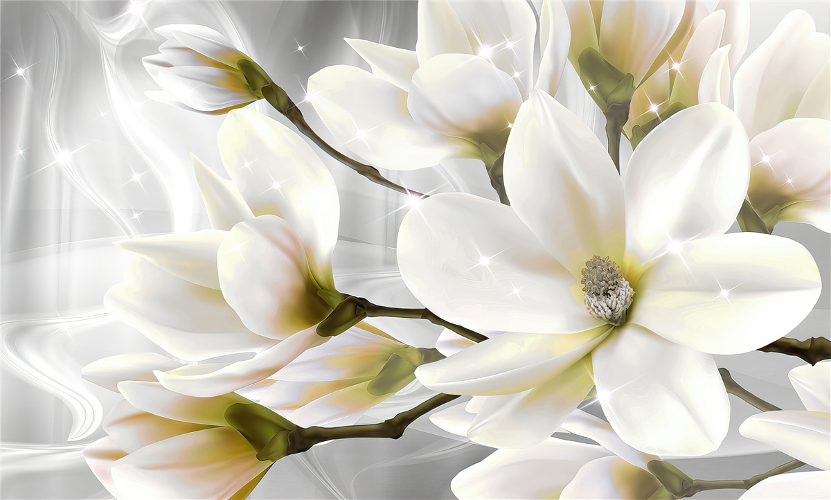 Fotobehang grote sneeuwwitte prachtige bloemen