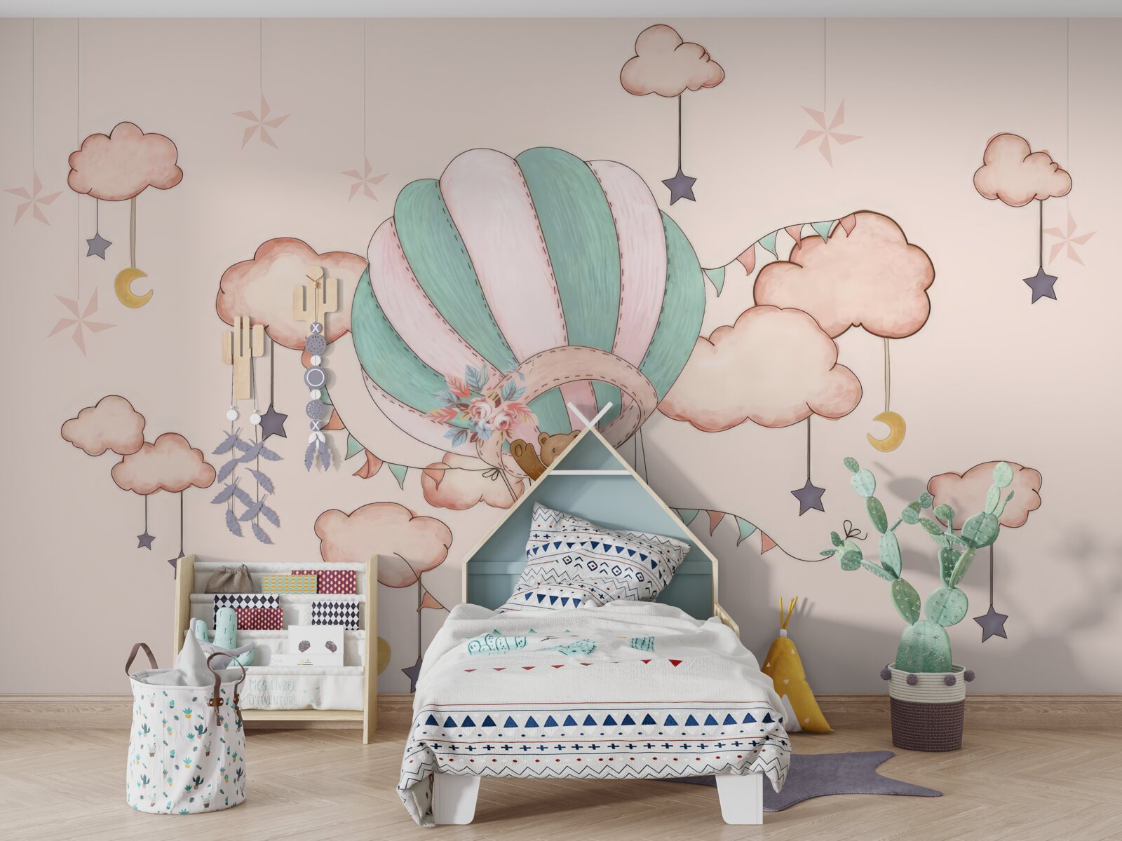 Fotobehang de hele berenfamilie maakt een ballonvaart