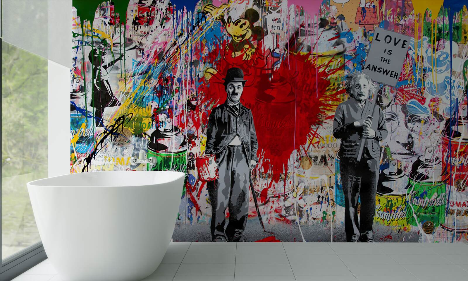 Fotobehang charlie chaplin en einstein