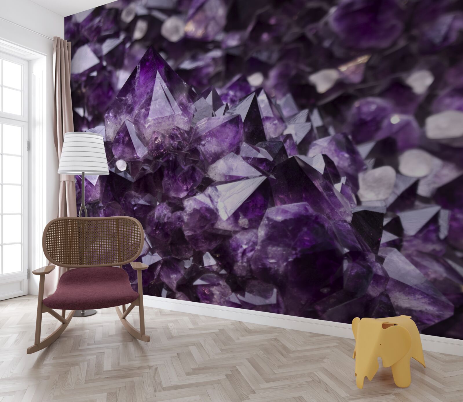 Fotobehang paarse kristallen