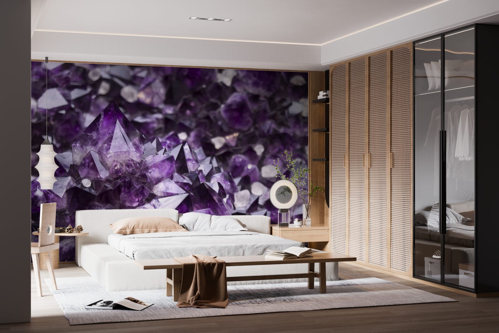 Fotobehang paarse kristallen