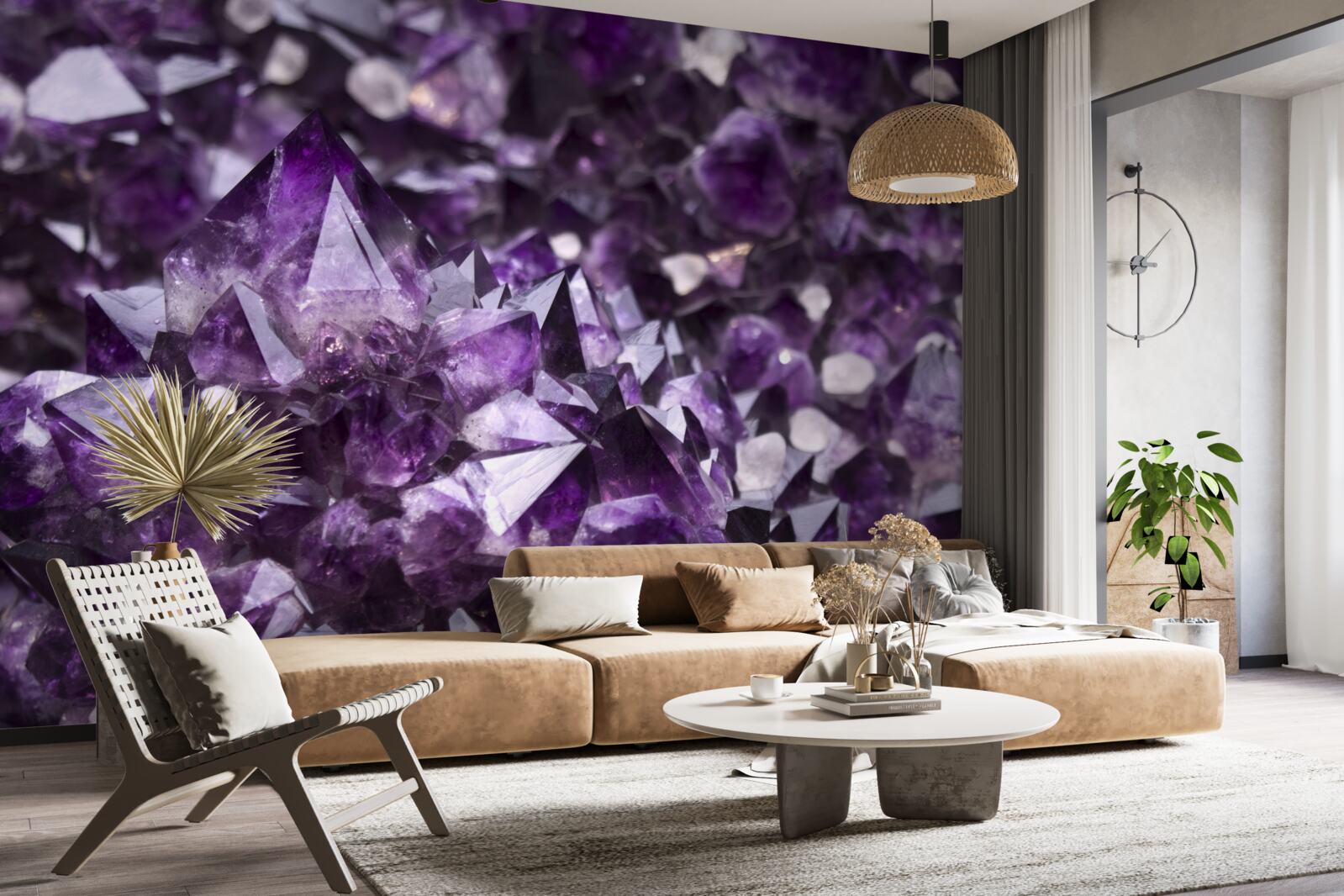 Fotobehang paarse kristallen