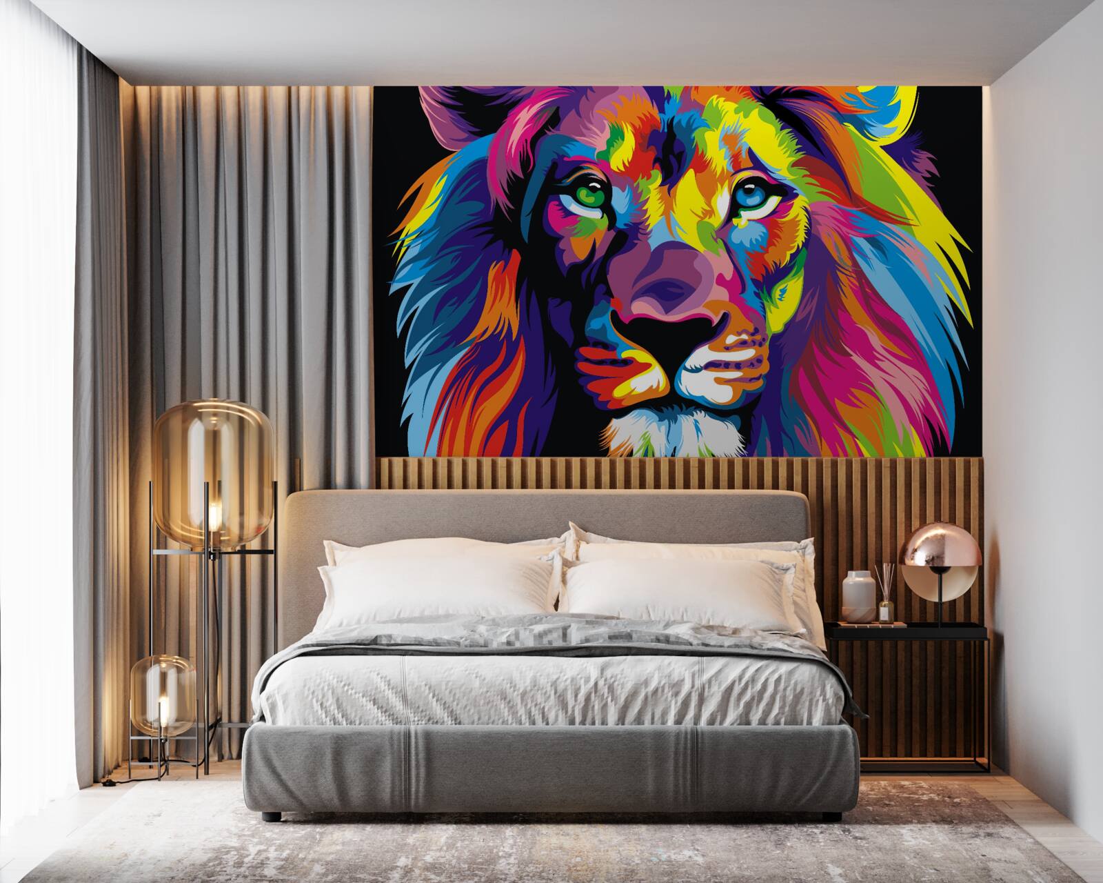 Fotobehang pop-art afbeelding van een leeuw