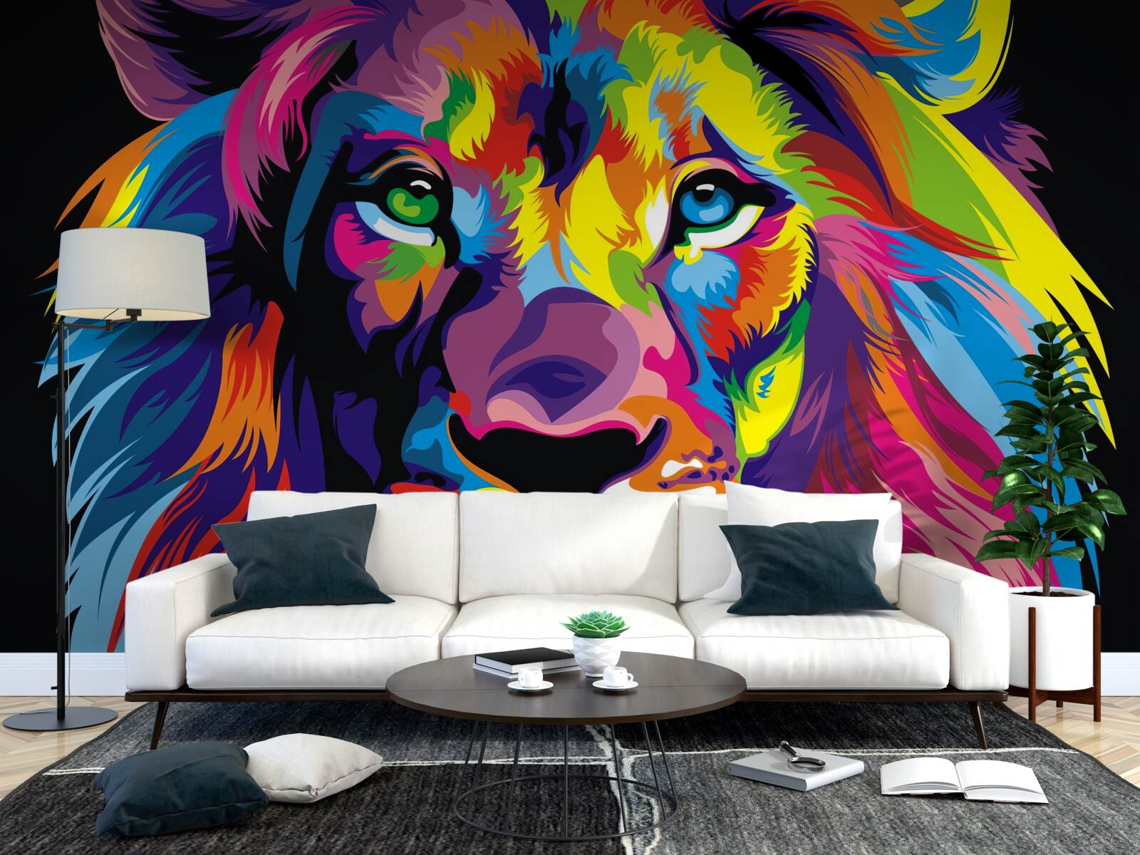 Fotobehang pop-art afbeelding van een leeuw