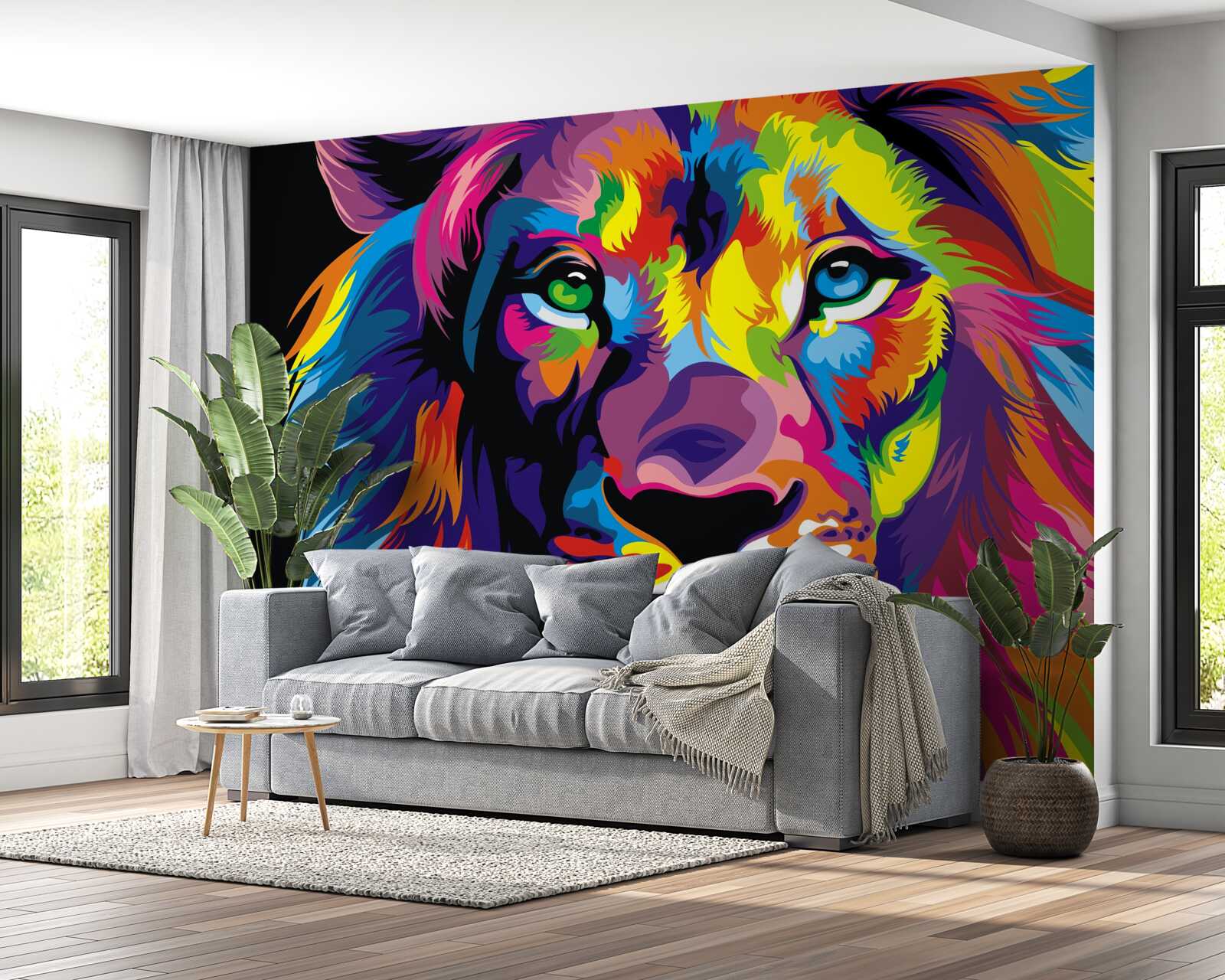 Fotobehang pop-art afbeelding van een leeuw
