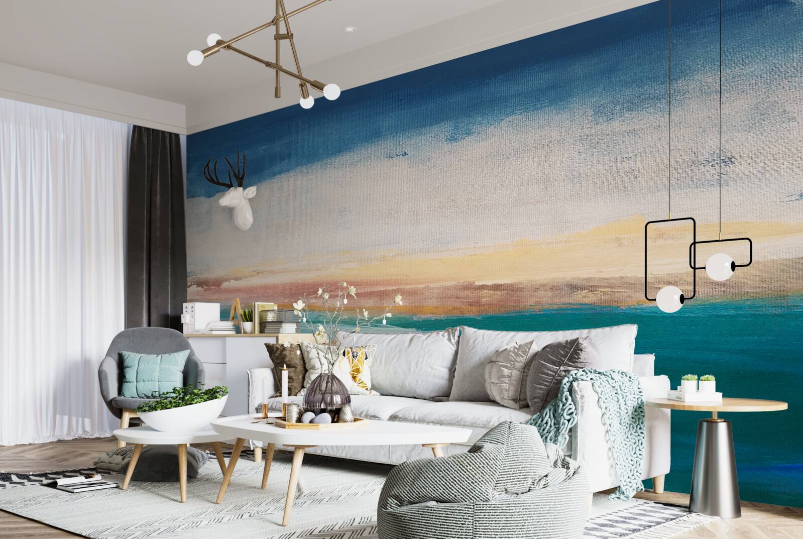 Fotobehang verfstreken in verschillende kleuren