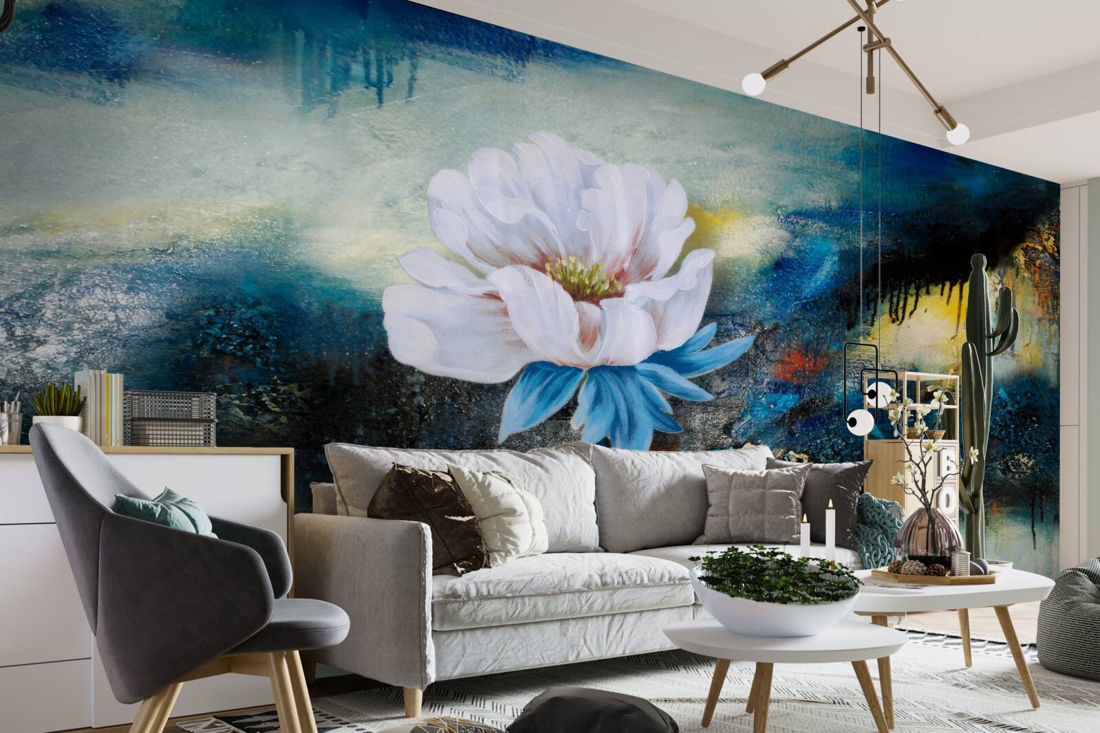 Fotobehang grote witte bloem