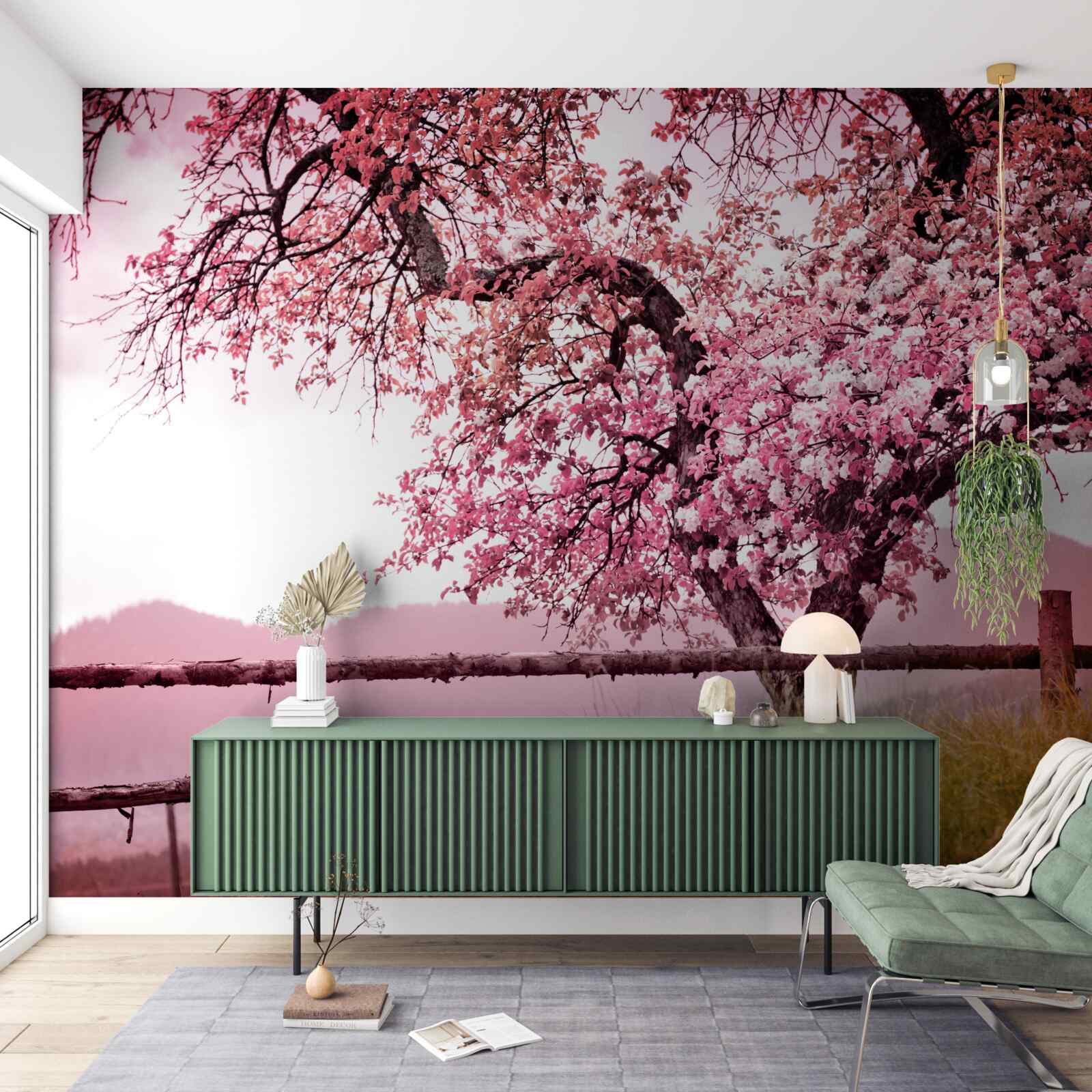 Fotobehang bloeiende sakuraboom