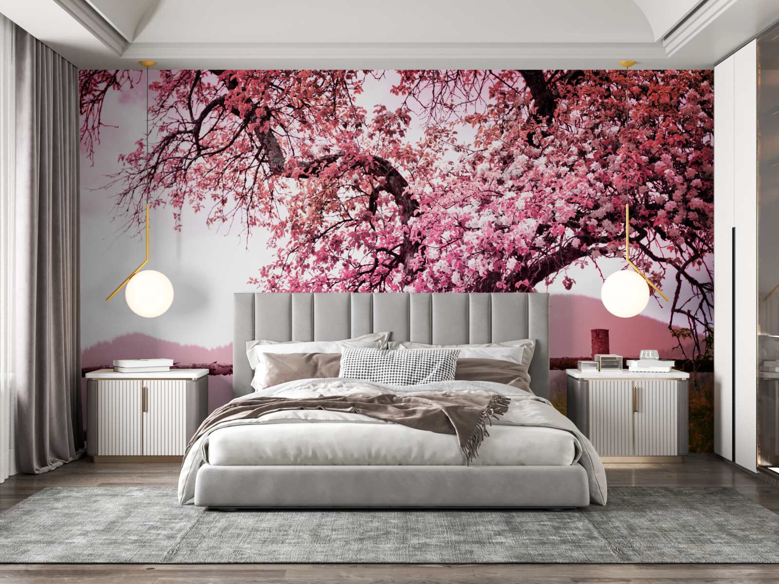 Fotobehang bloeiende sakuraboom
