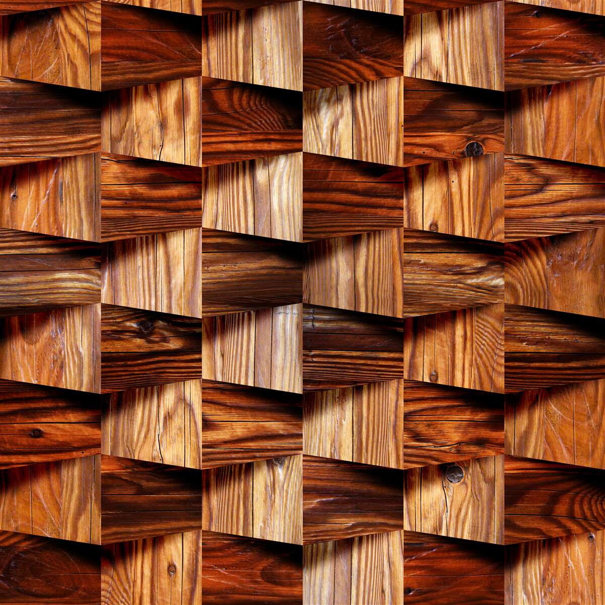 Fotobehang volumetrische houten onderdelen