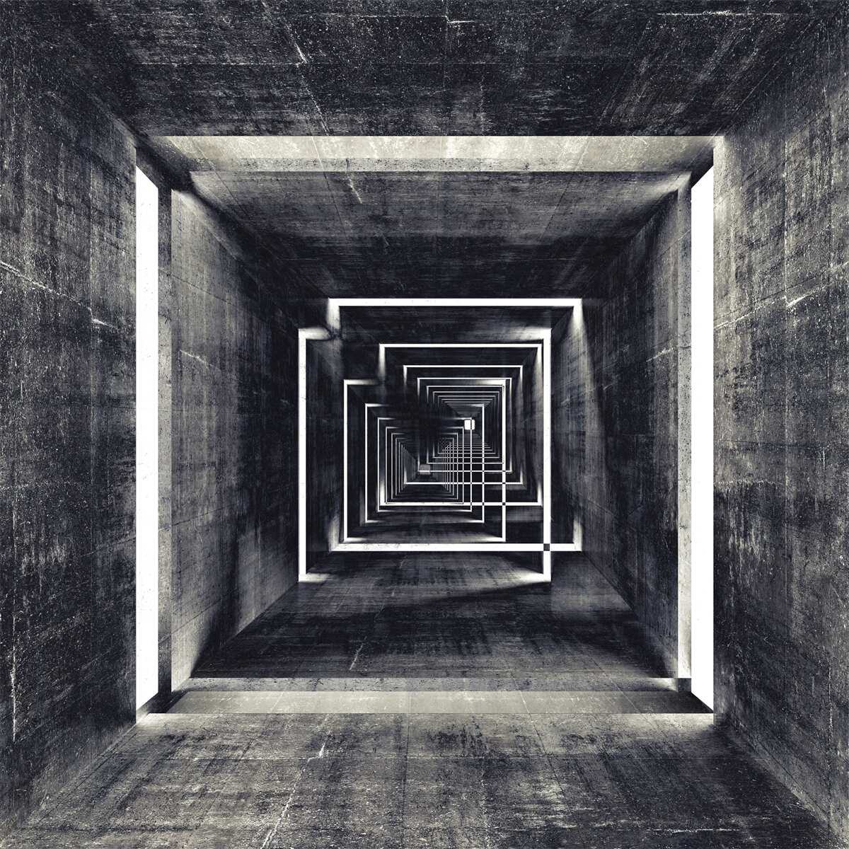 Fotobehang ruime tunnel verlicht door licht