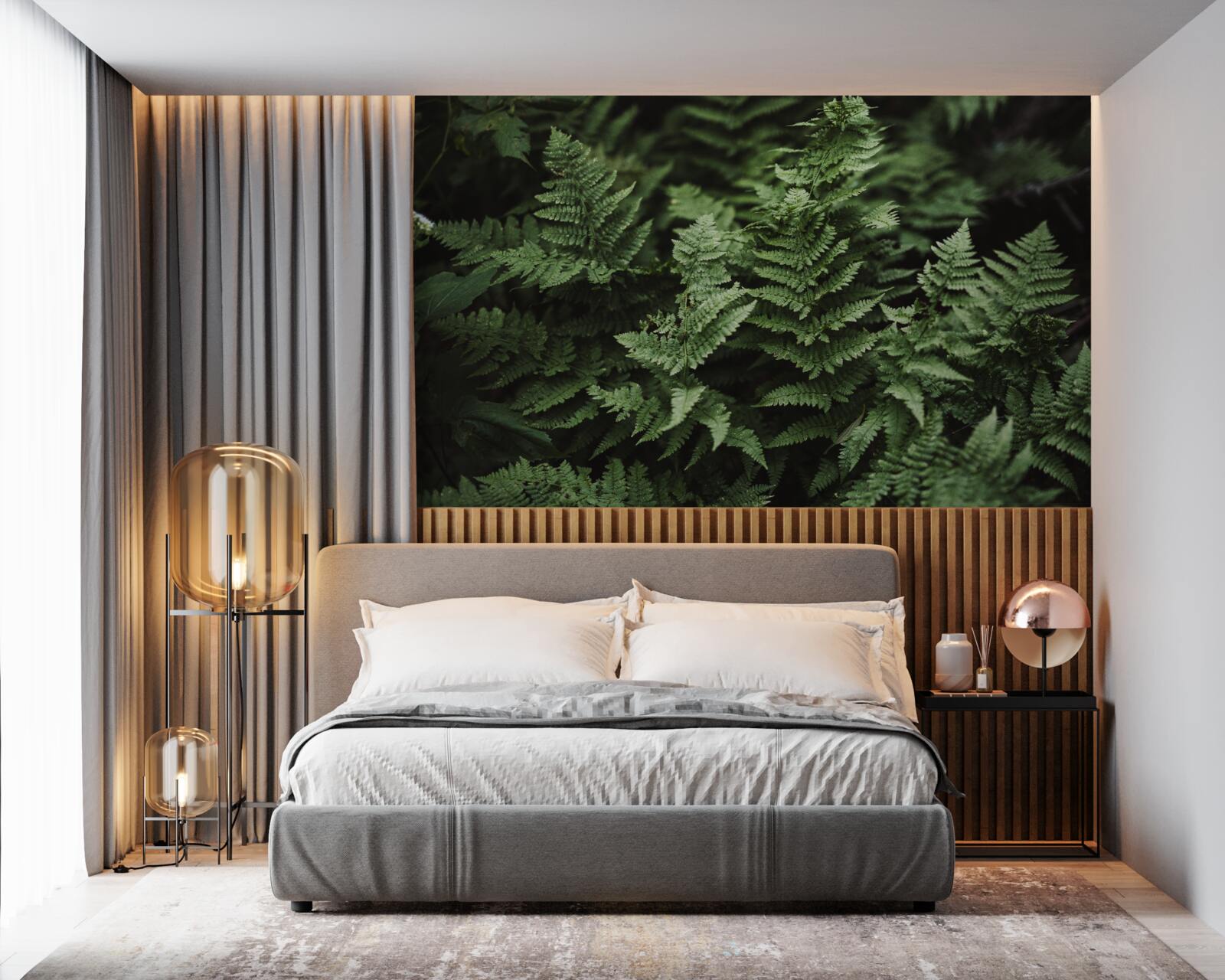 Fotobehang weelderig groene varenbladeren