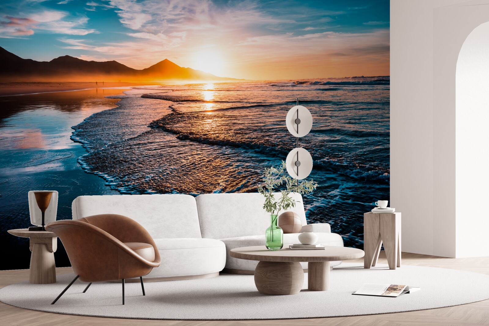 Fotobehang water weerkaatst de zonnestralen