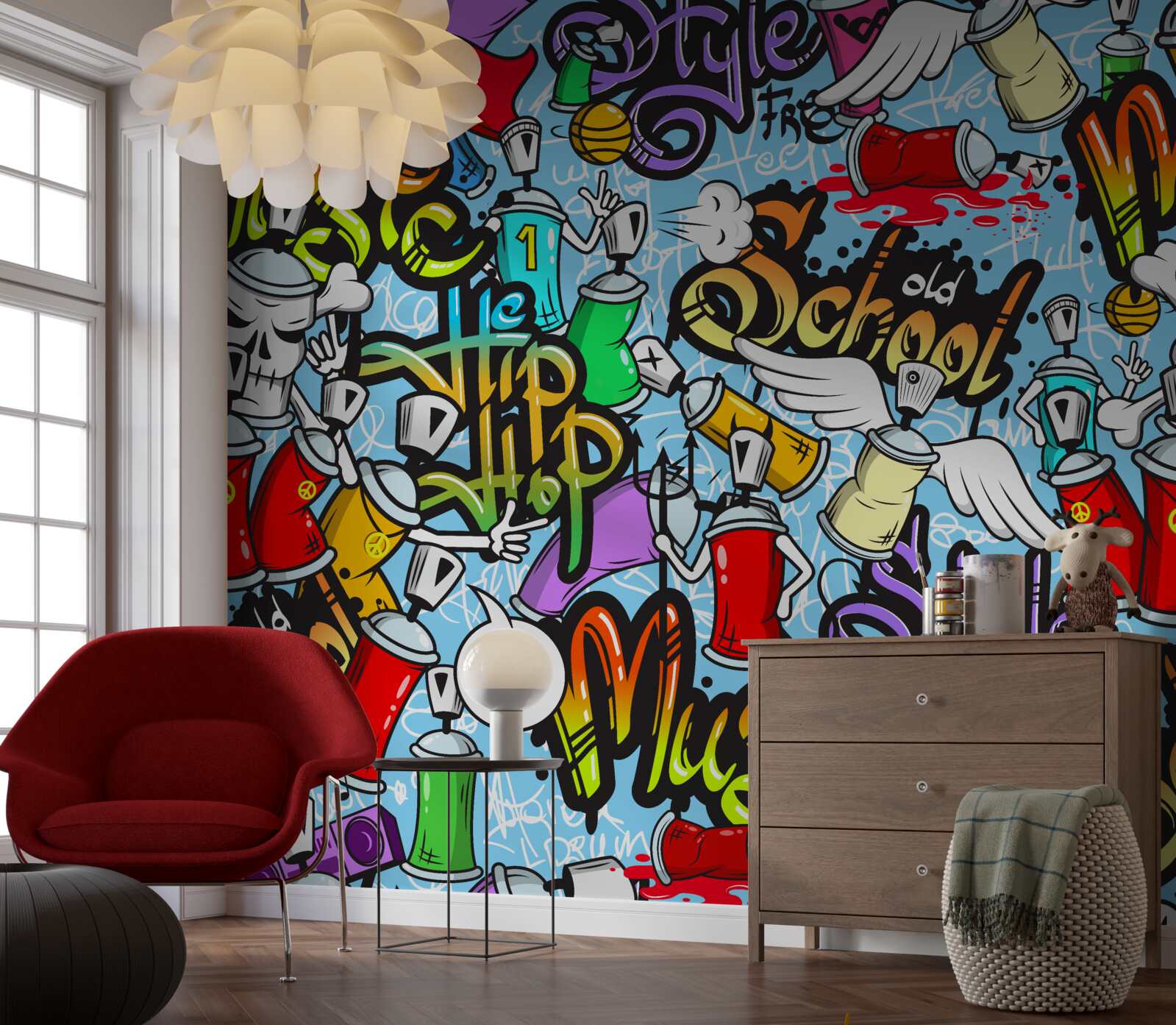 Fotobehang graffiti in verschillende kleuren