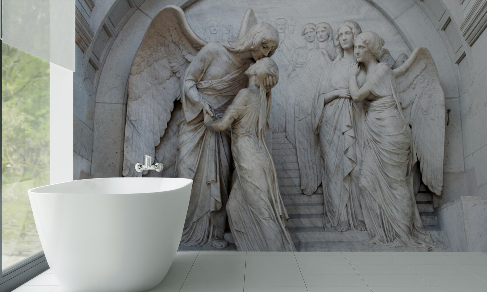 Fotobehang samenstelling van engelenbeelden