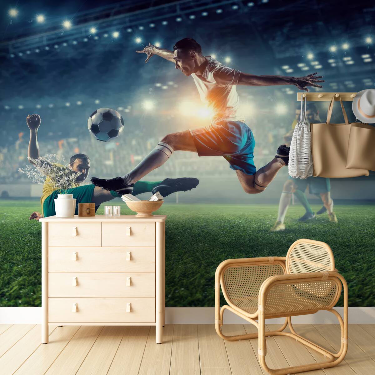 Fotobehang voetbalwedstrijd