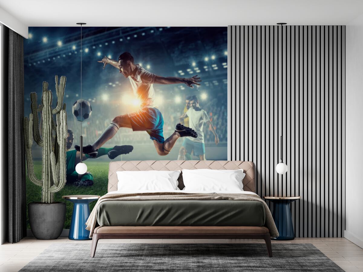 Fotobehang voetbalwedstrijd