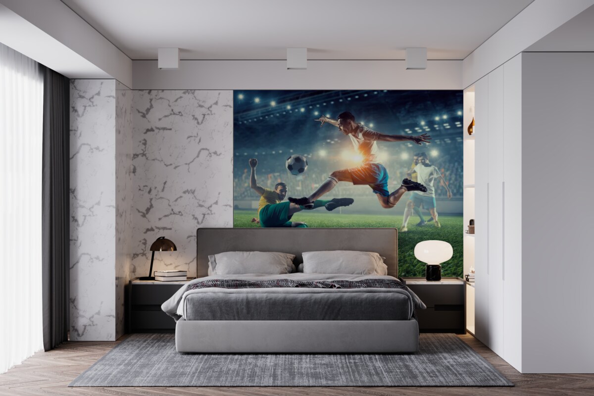 Fotobehang voetbalwedstrijd