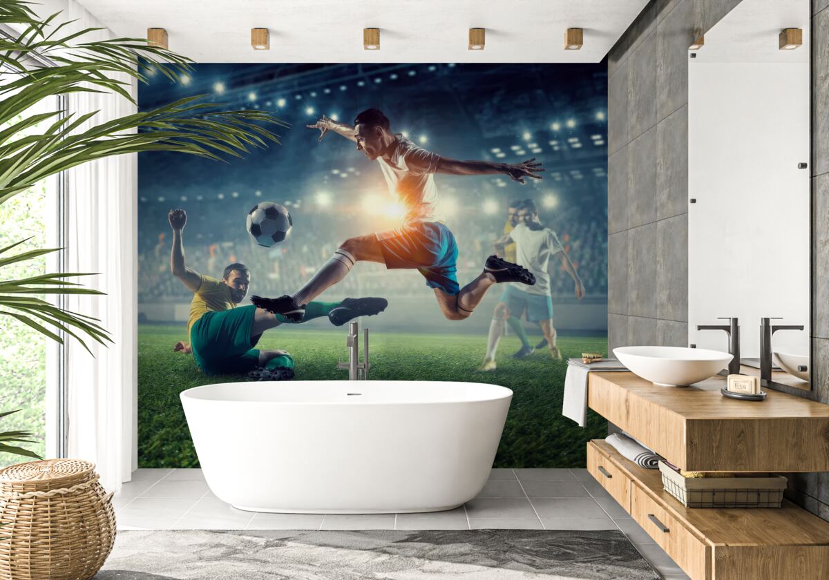 Fotobehang voetbalwedstrijd