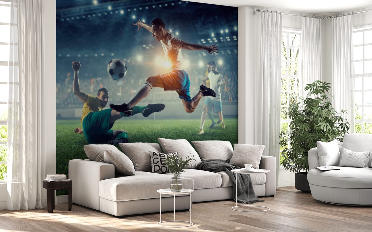 Fotobehang voetbalwedstrijd