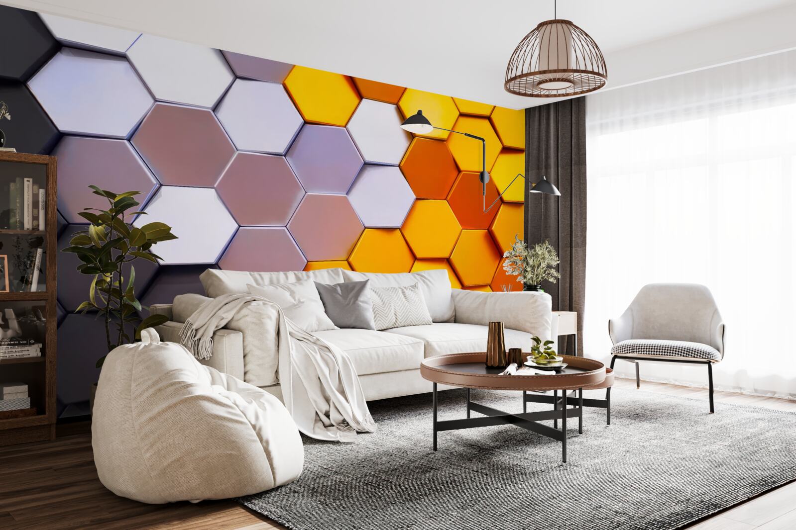 Fotobehang veelkleurige zeshoekige vormen