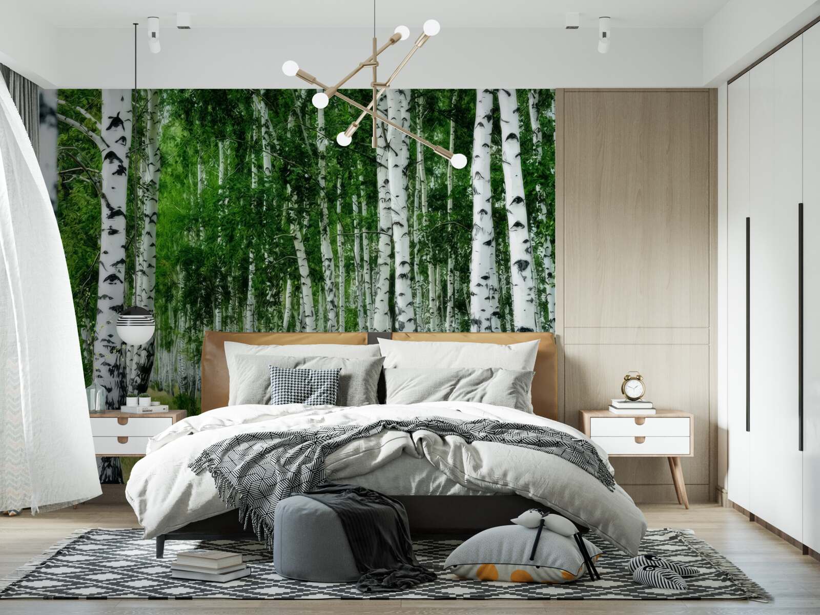 Fotobehang dicht berkenbos