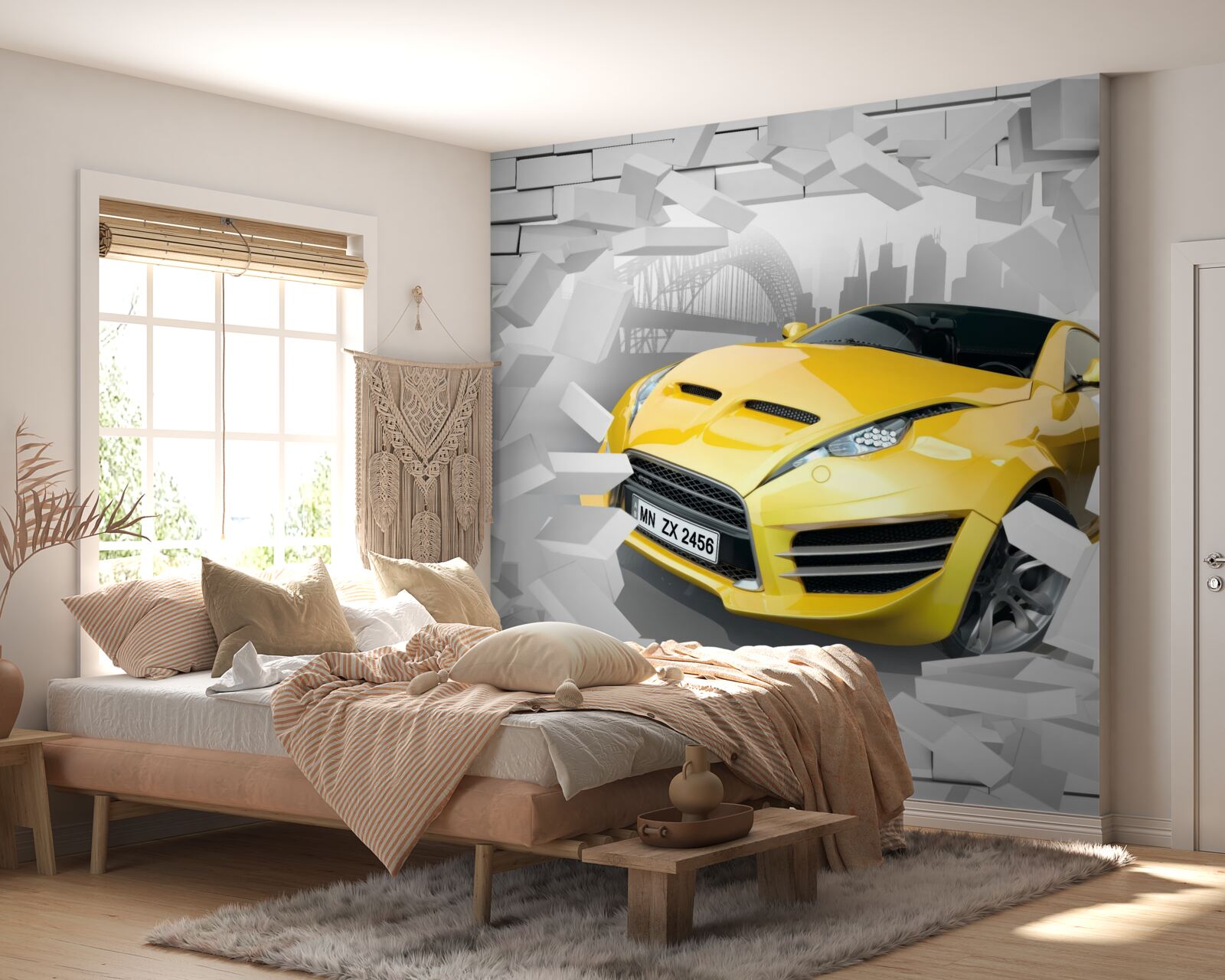 Fotobehang Gele sportwagen