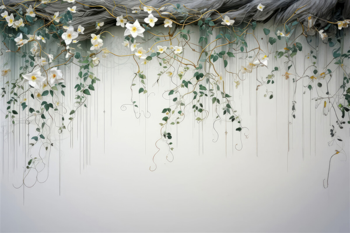 Fotobehang takken met witte bloemen