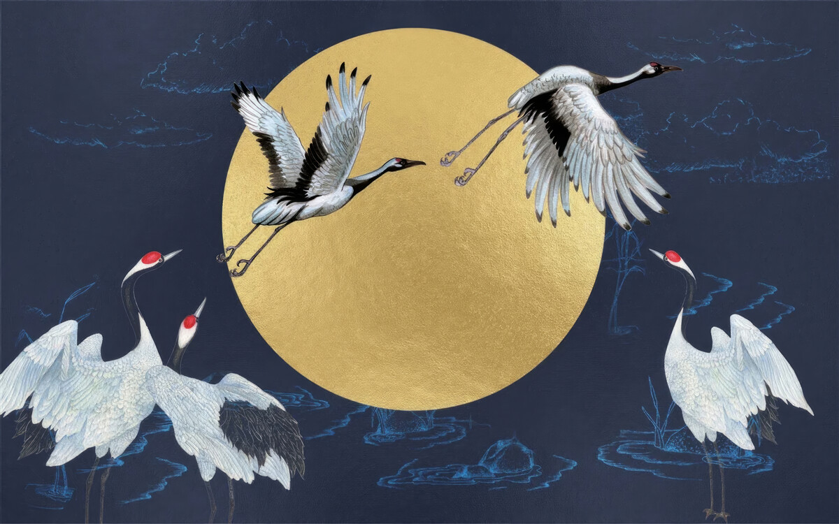 Fotobehang vlucht van witte vogels