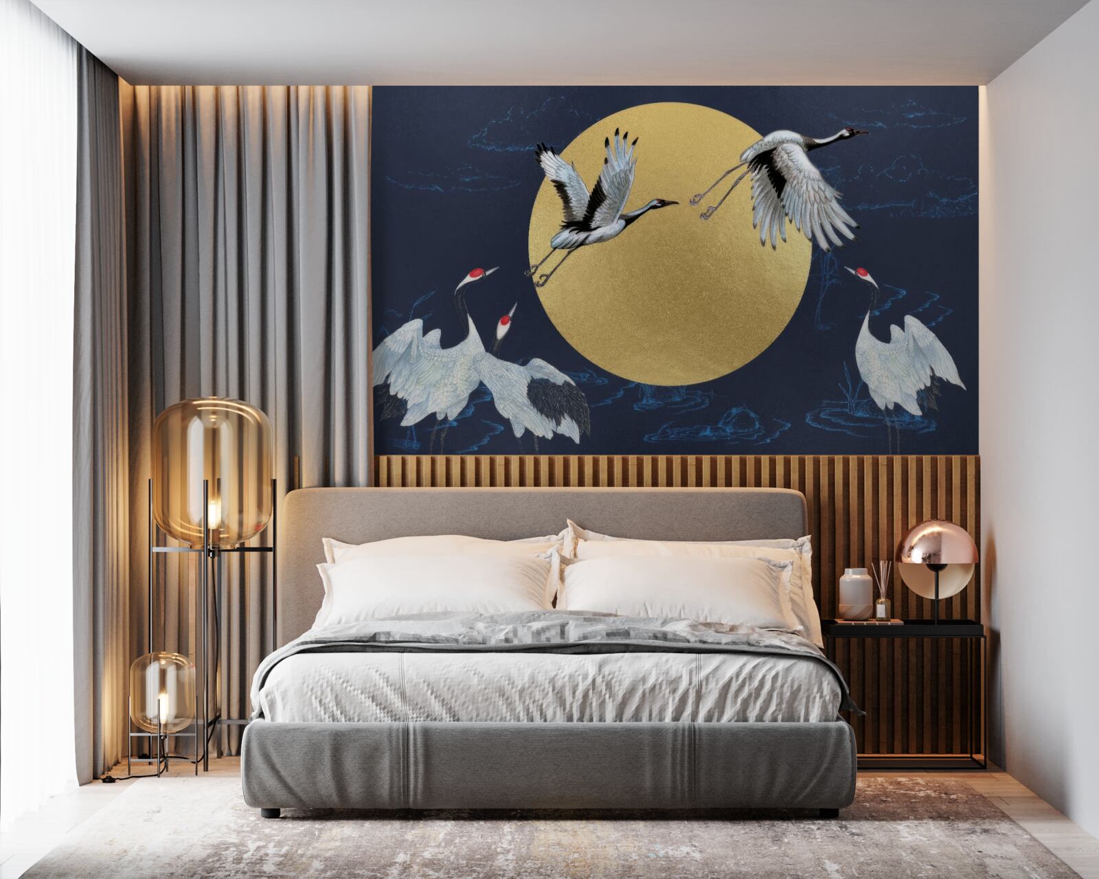 Fotobehang vlucht van witte vogels