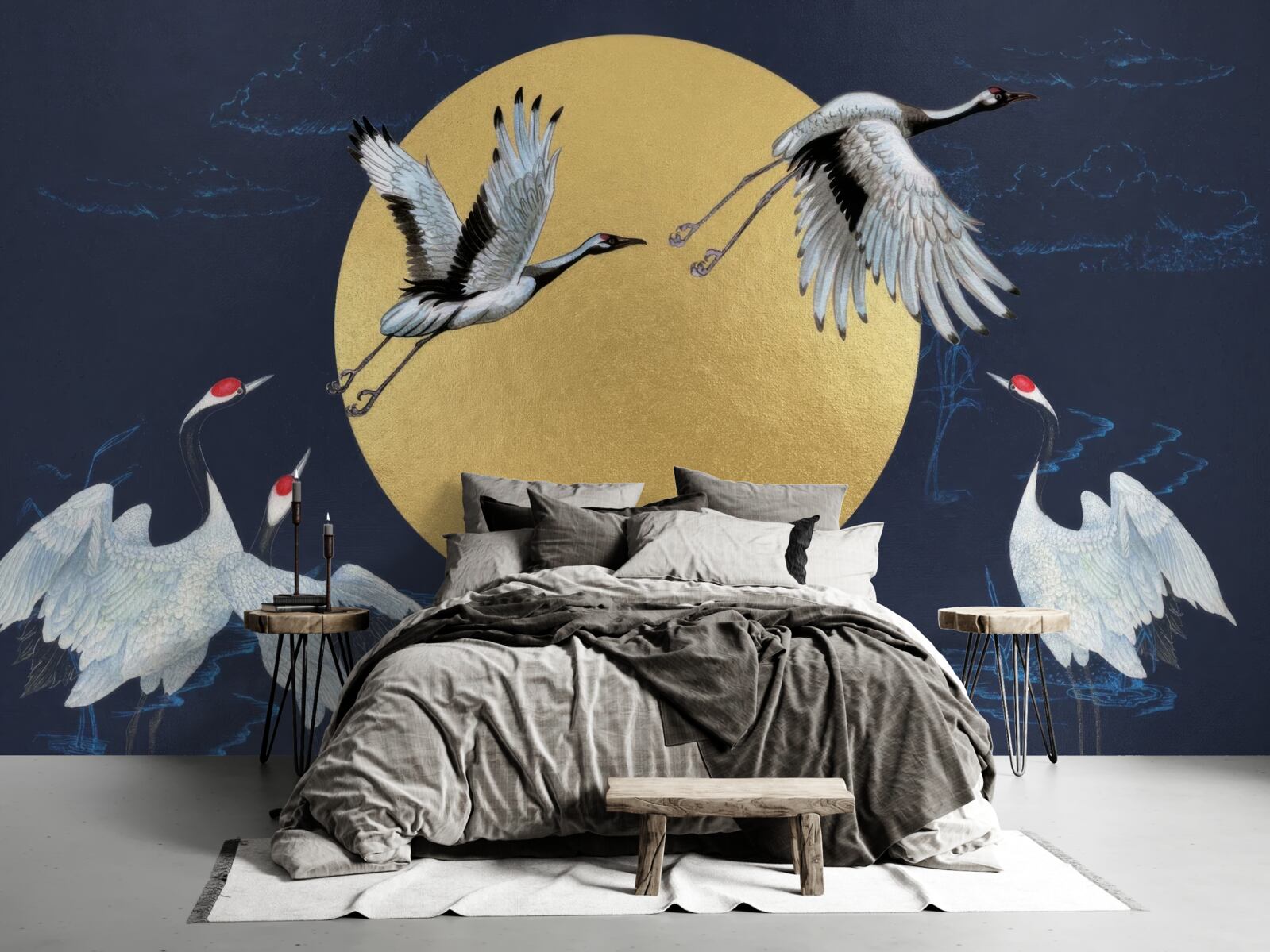 Fotobehang vlucht van witte vogels