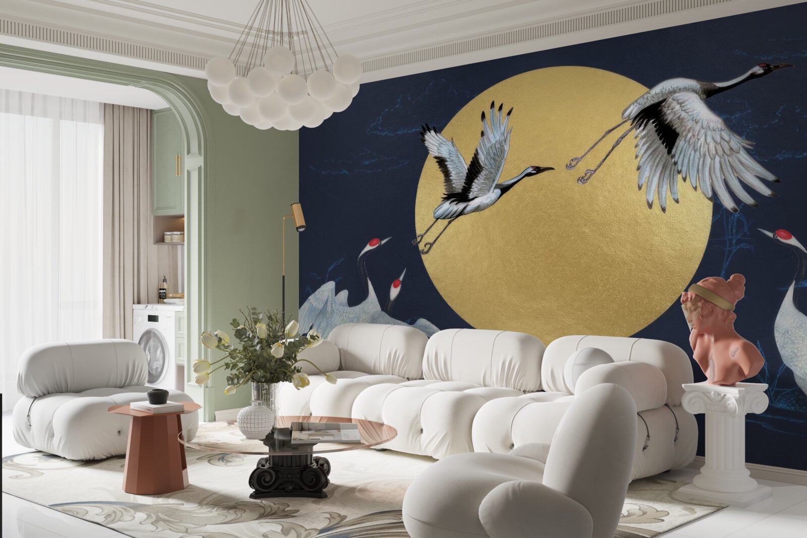 Fotobehang vlucht van witte vogels