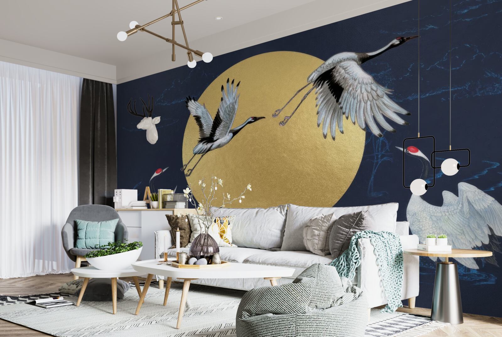 Fotobehang vlucht van witte vogels