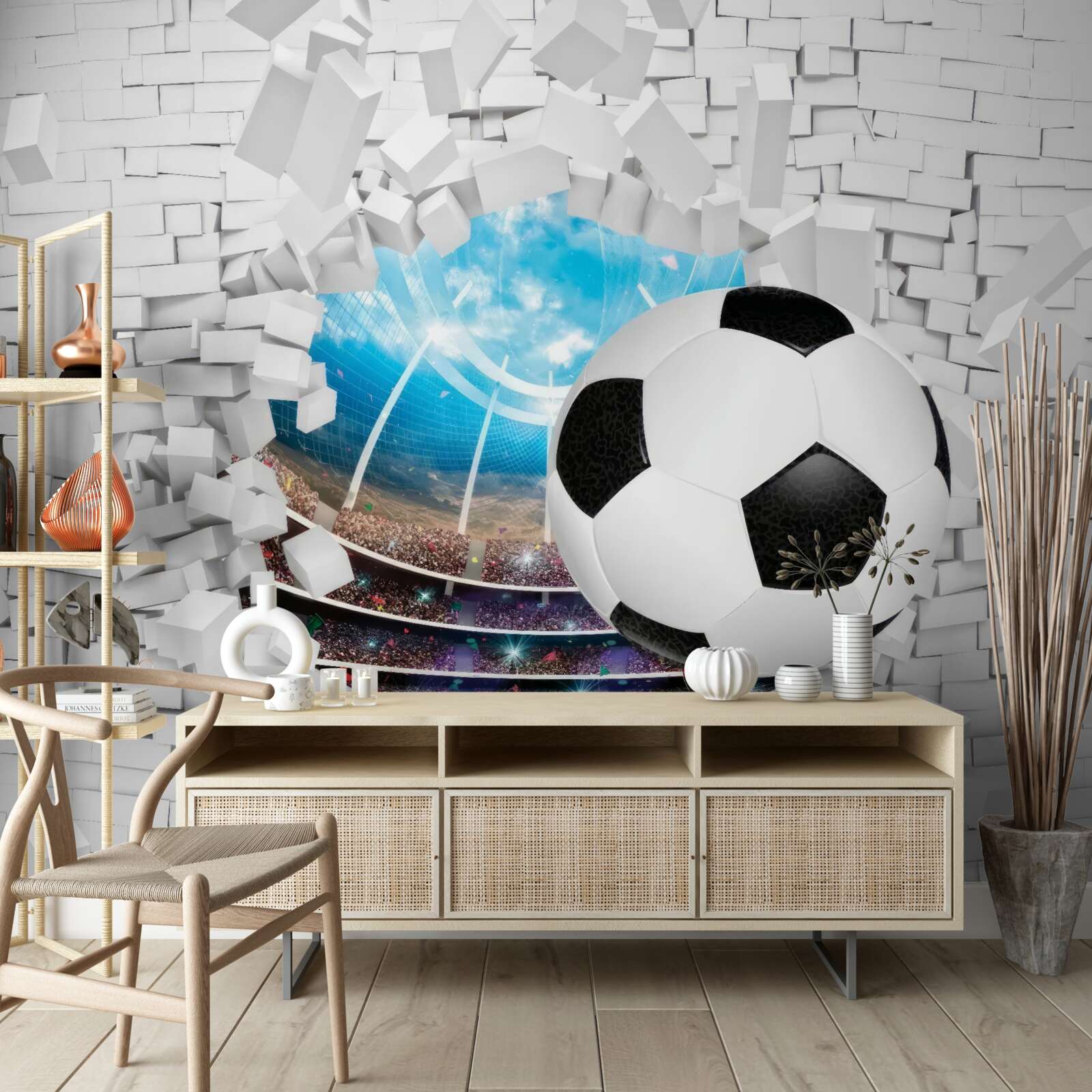 Fotobehang voetbalveld en -bal