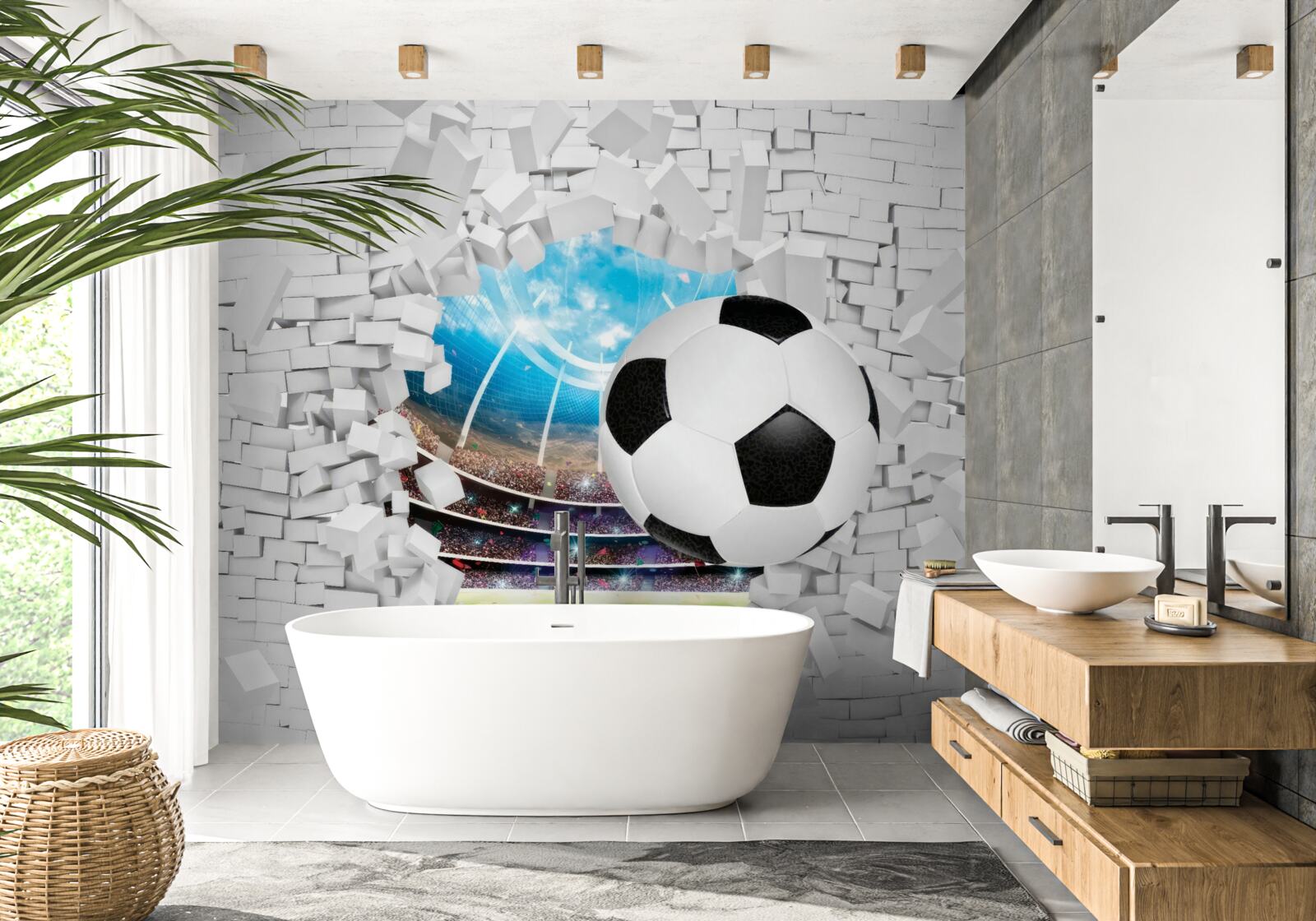 Fotobehang voetbalveld en -bal