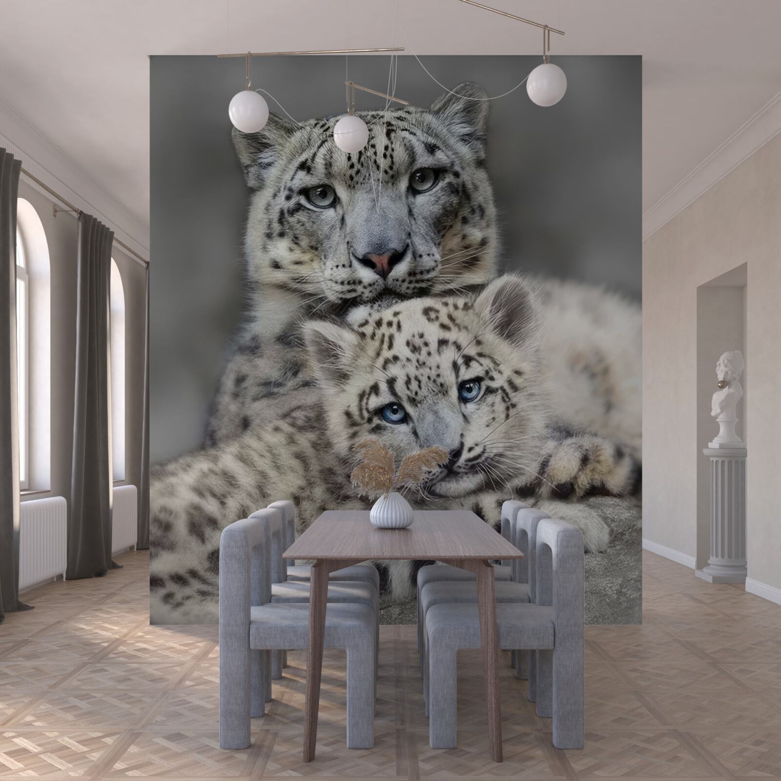 Fotobehang luipaard met zijn welp