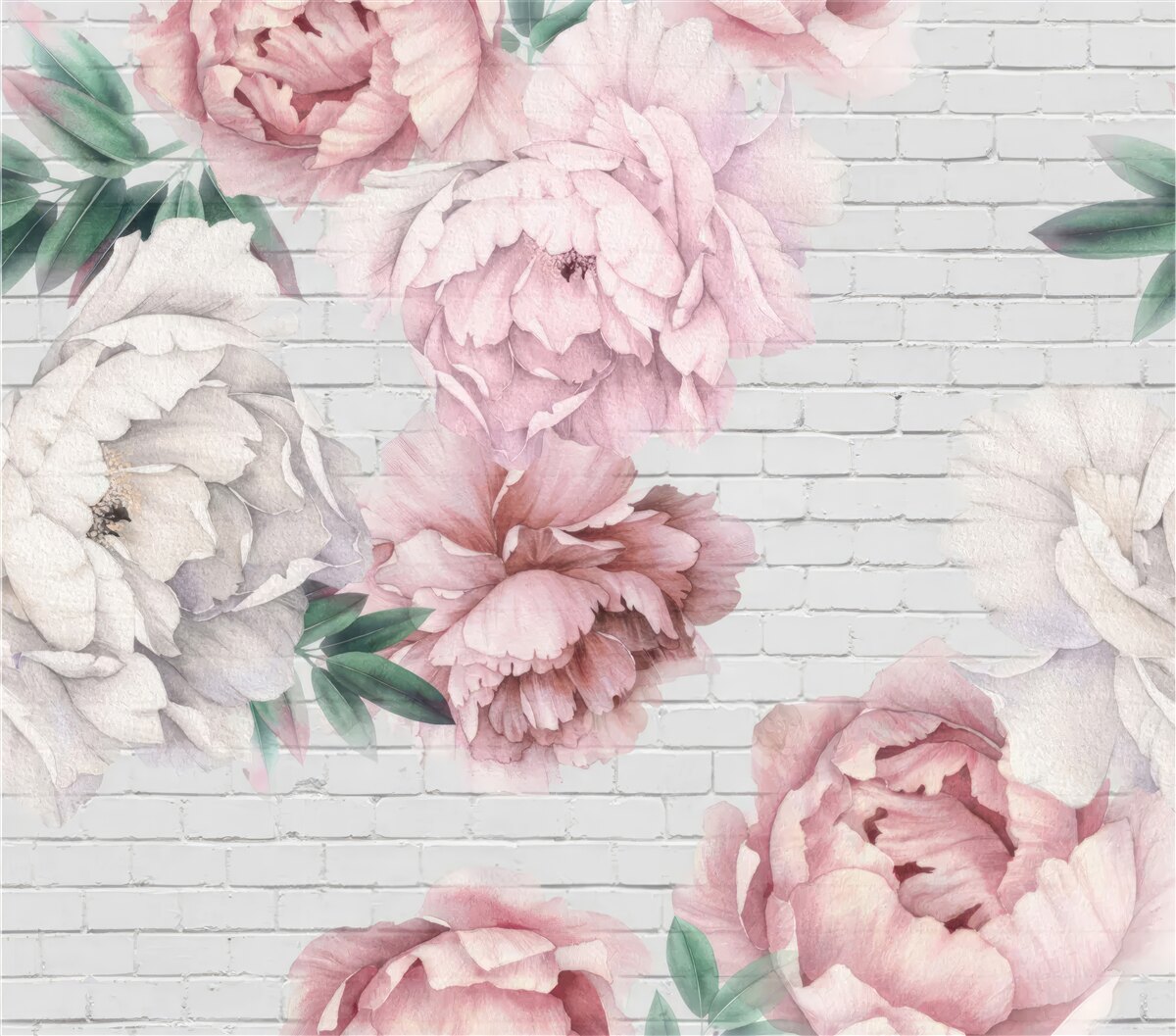 Fotobehang pioenrozen in roze en witte bloemen