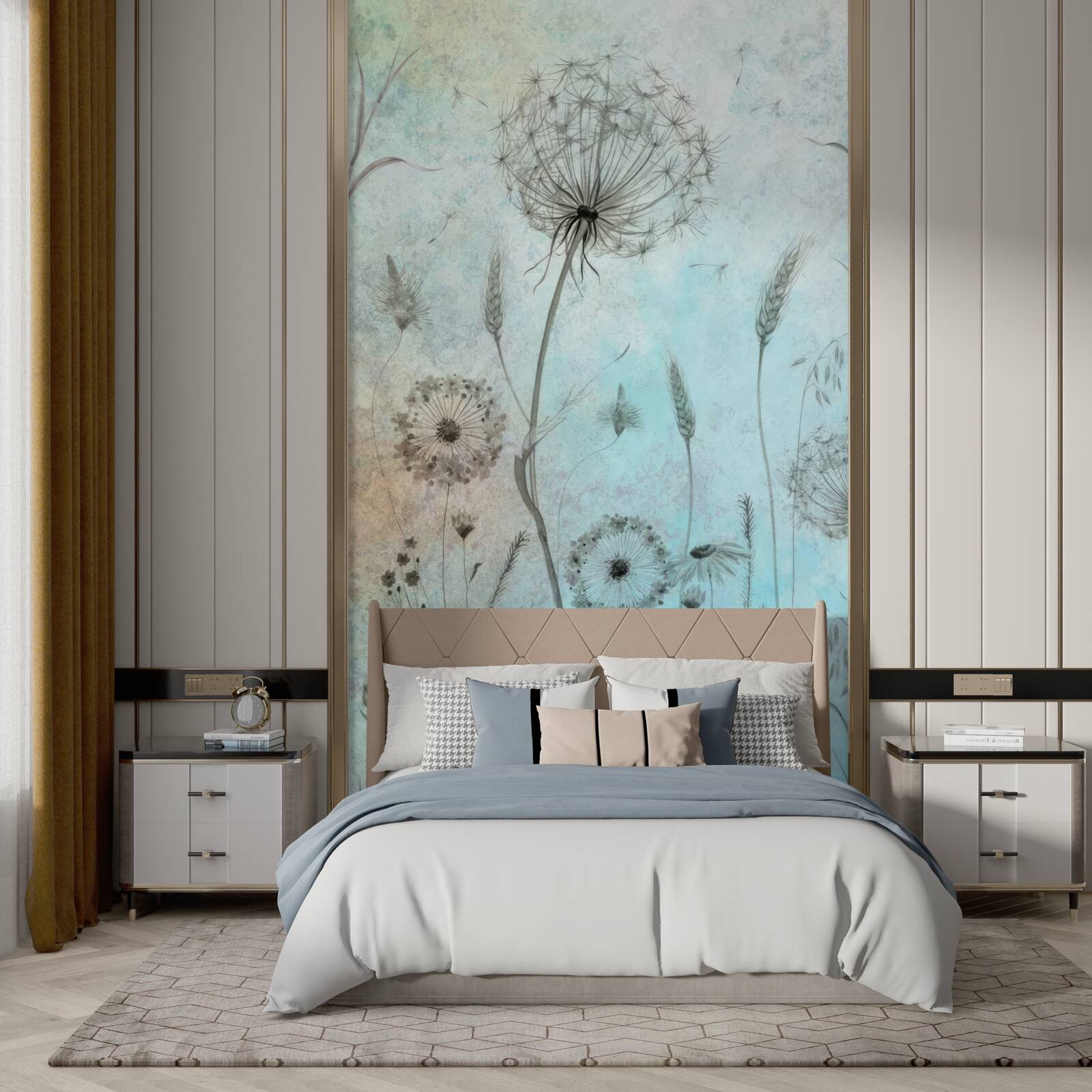 Fotobehang tarwe en paardenbloem