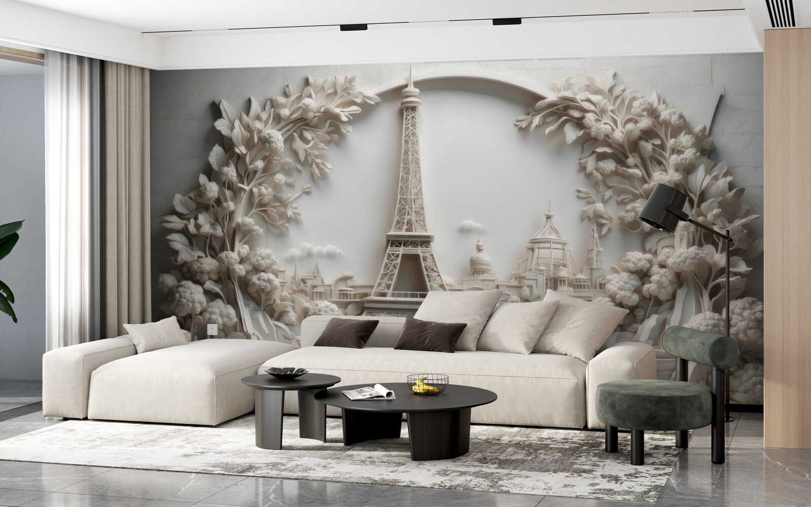 Fotobehang eiffeltoren ingepakt in vegetatie