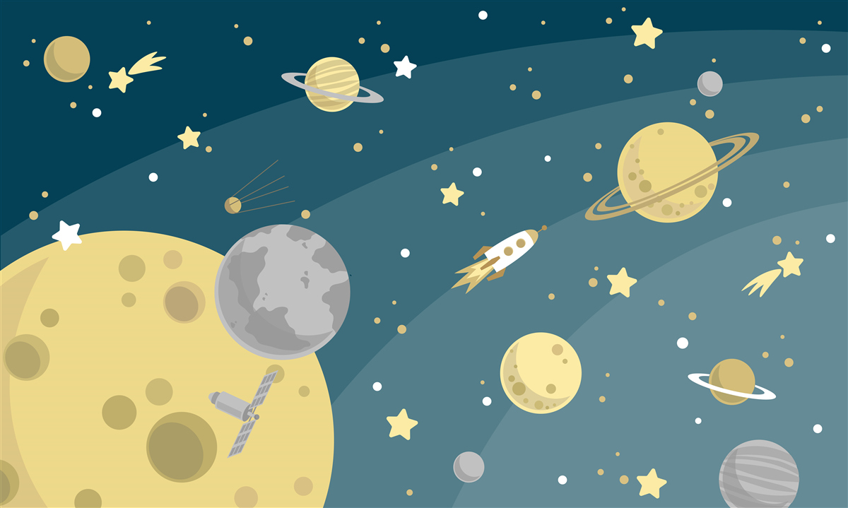 Fotobehang sterren en planeten in de ruimte