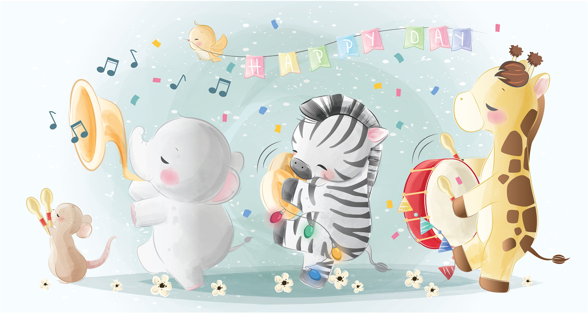 Fotobehang groep jonge artiesten