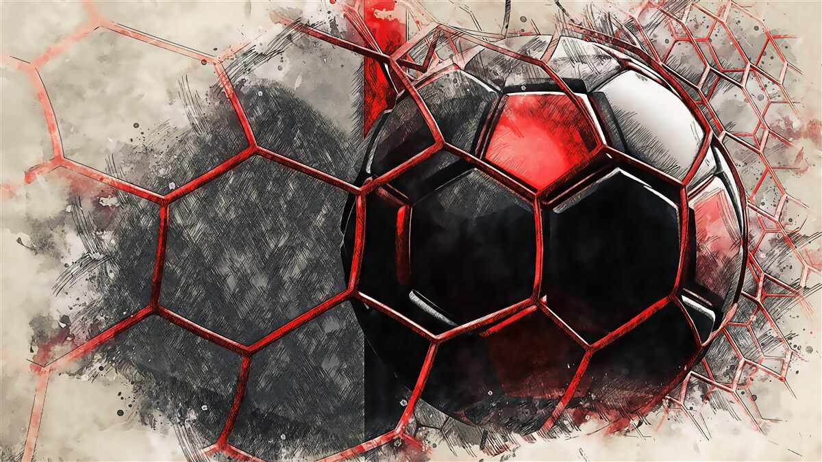 Fotobehang het net is gescheurd door de voetbal