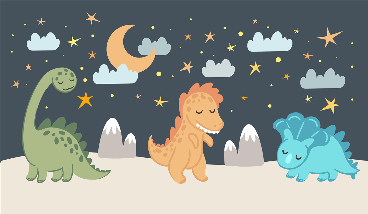Fotobehang dinosaurussen gaan slapen