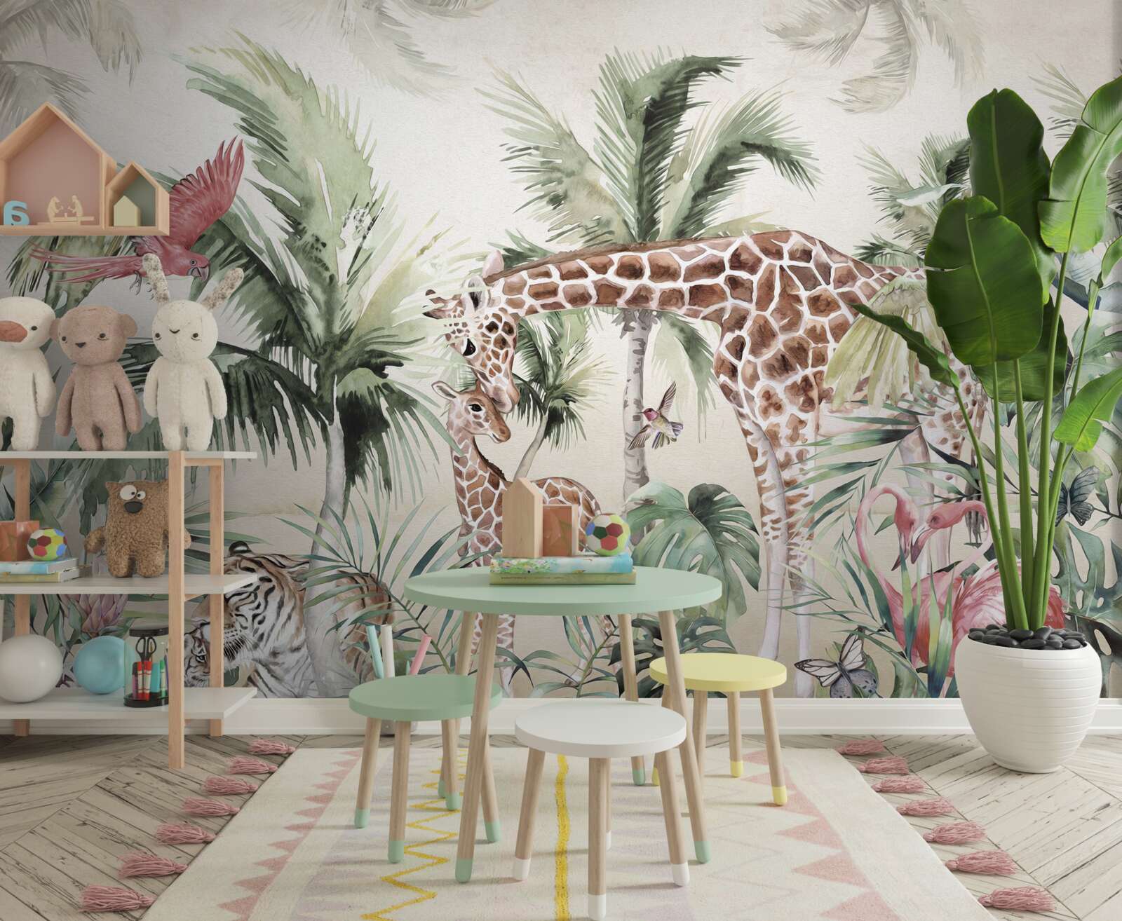 Fotobehang junglebewoners met nakomelingen