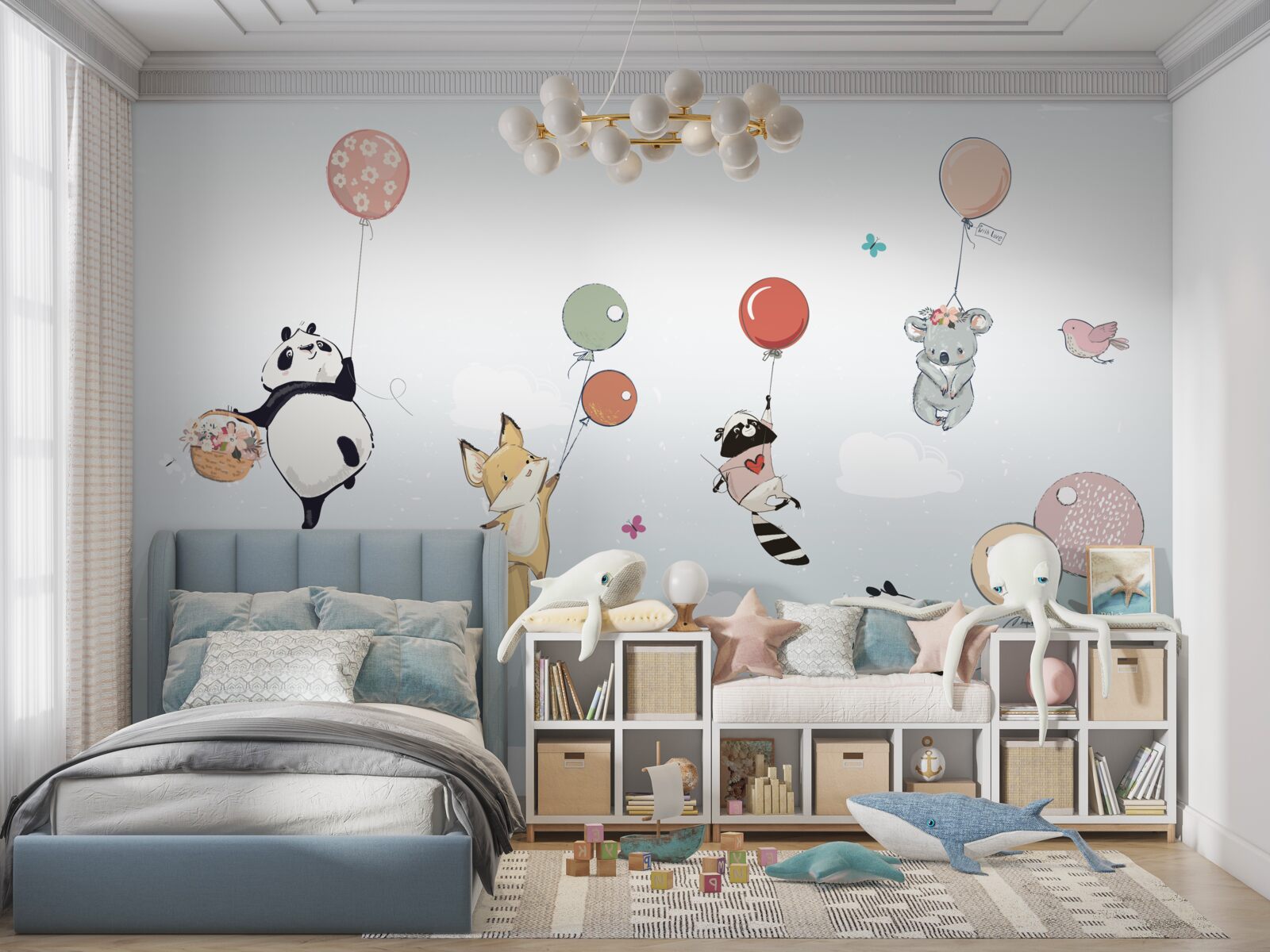 Fotobehang dieren op ballonnen